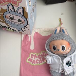 Exciting Macaron Labubu in seasalt with custom Backstreet boys hoodie